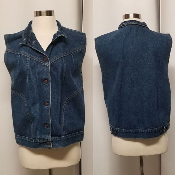Vintage Levi Strauss Tops Blue Jean Vest Button Down Woman's Small - Picture 1 of 6